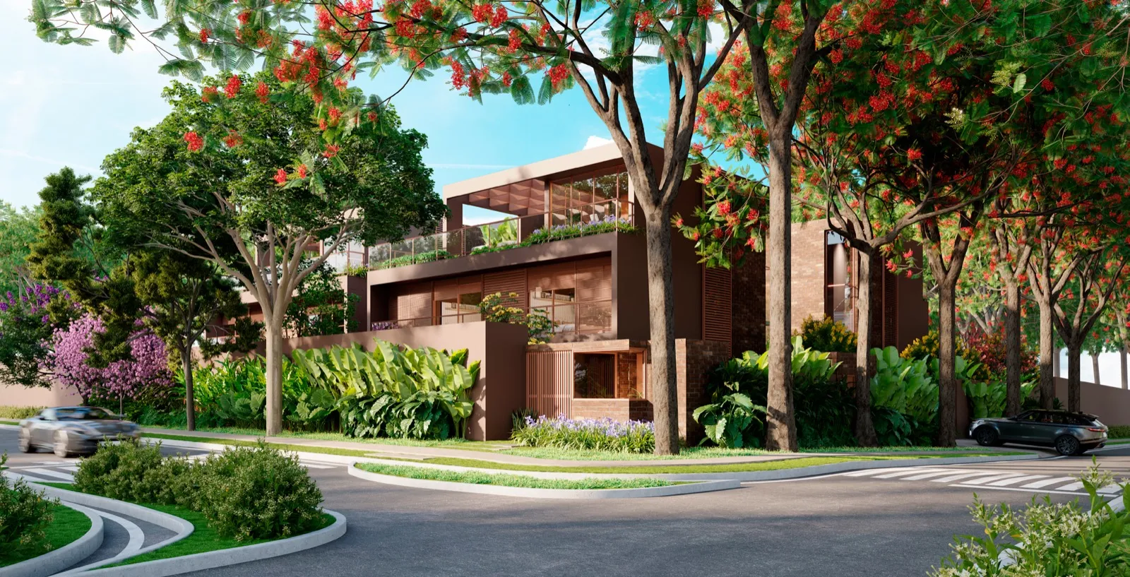 Fachada de residencial de alto padrão projetado pela Arbor Incorp no Alto da Boa Vista, São Paulo