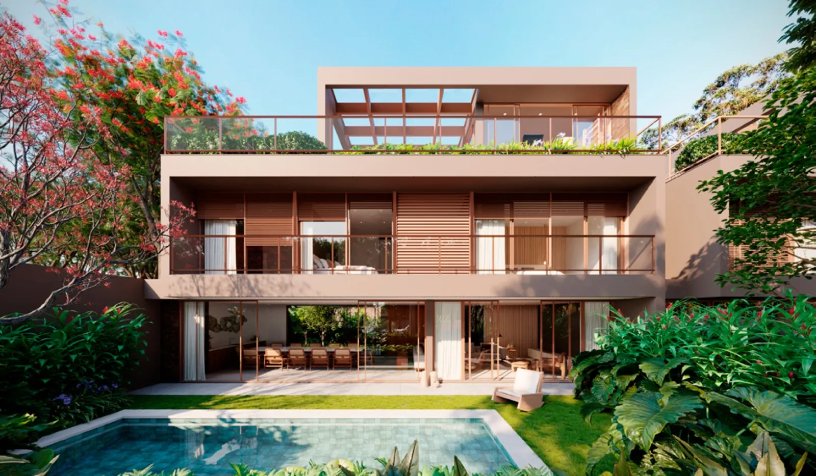 Casa Flora Badra — fachada com piscina privativa no Alto da Boa Vista, São Paulo